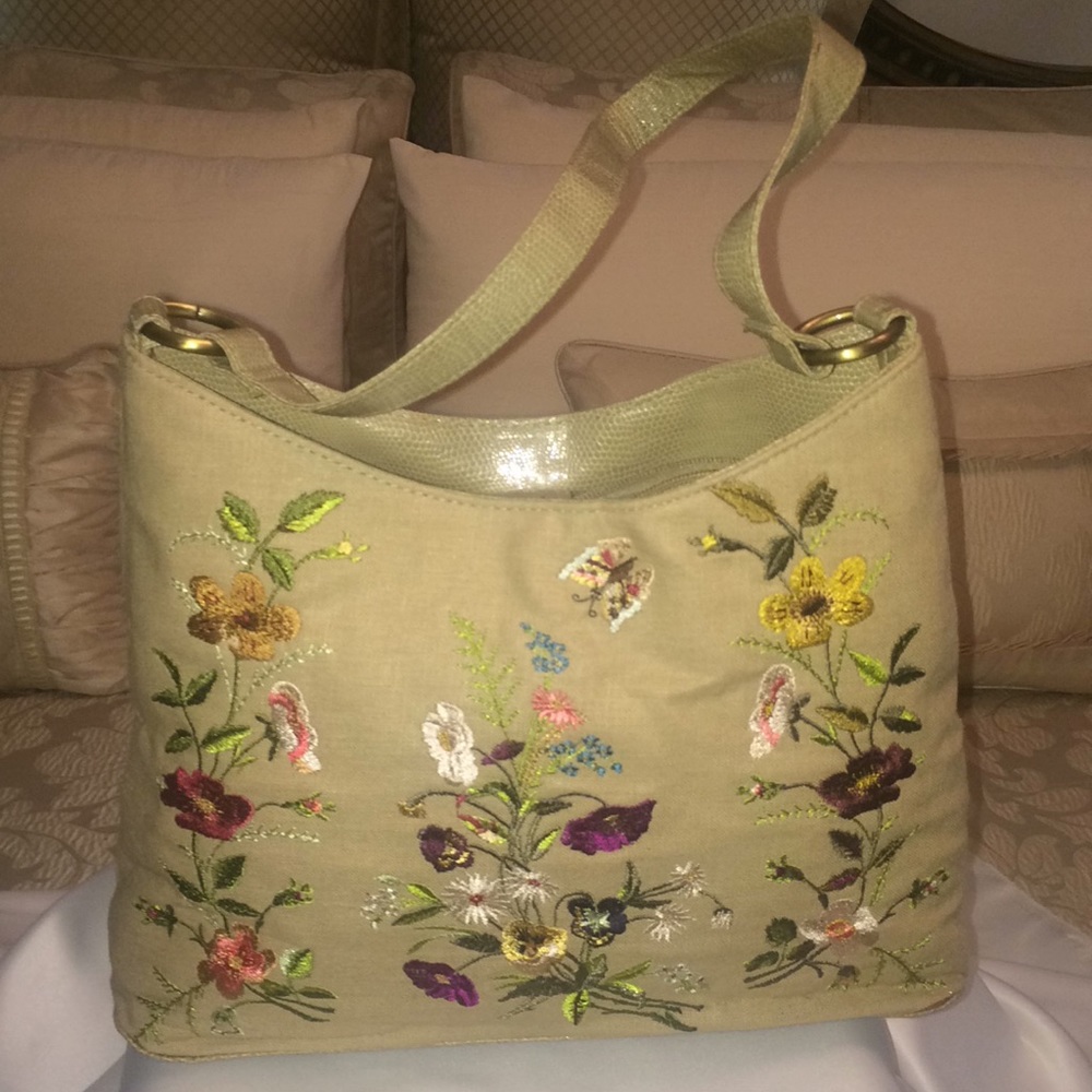 Beautiful Tan Embroidery Shoulder Bag